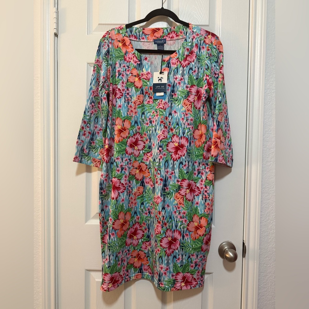CARIBBEAN JOE HAWAIIAN PRINT SWIMSUIT COVERUP DRESS NWT SIZE LARGE